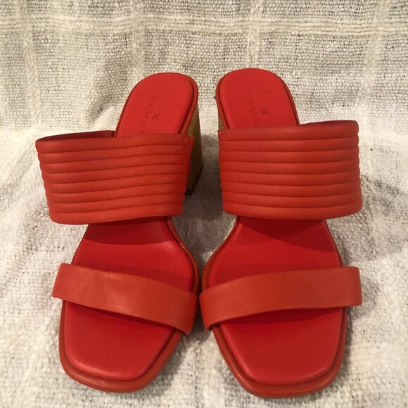 Caslon Lamia-Lea Block Heel Sandals Leather Orange Tangerine Size 6 NEW - Picture 2 of 8